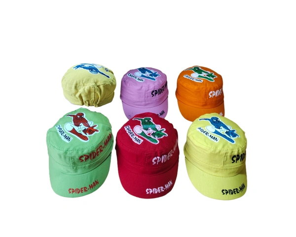 KIDS MIX COLOR PRINTED DESIGN COTTON SHORT CAP FITTING ELASTIC - FREE, 12