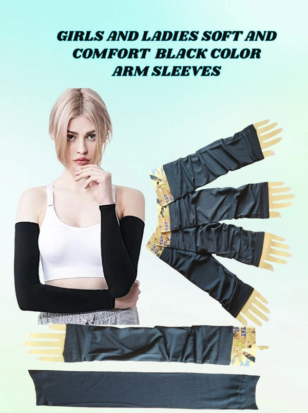 GIRL AND LADIES SOFT AND COMFORT BLACK COLOR ARM SLEEVES - FREE, 12