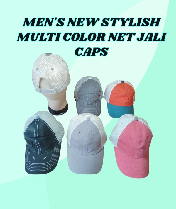 MENS NEW STYLISH MULTI COLOR NET JALI CAPS FITTING -SNAP BACK - FREE, 12