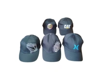 MEN'S EMBROIDERED DESIGN BLACK COLOR COTTON CAPS FITTING- ELASTIC  - FREE, 12