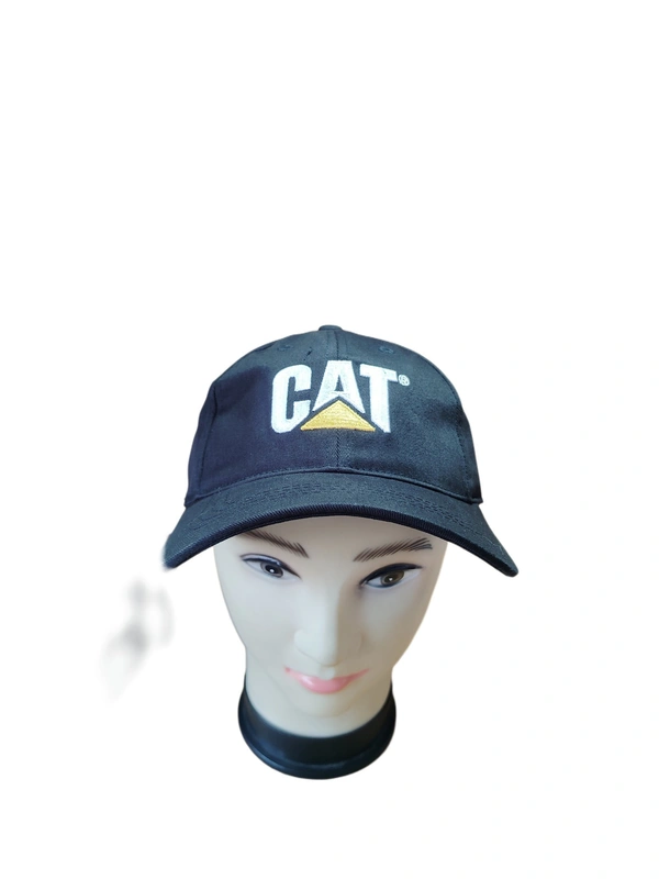 MEN'S EMBROIDERED DESIGN BLACK COLOR COTTON CAPS FITTING- ELASTIC  - FREE, 12