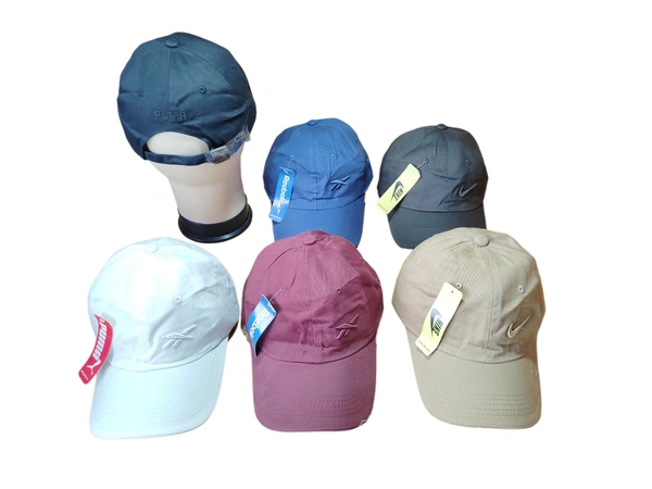 MEN'S EMBROIDERED DESIGN MULTI  COLOR COTTON CAPS FITTING- BUCKLE  - FREE, 12