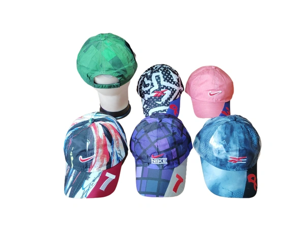 MENS EMBROIDERED DESIGN MULTI COLOR PARASHUTE MATERIAL CAPS FITTING BUCKLE  - FREE, 12