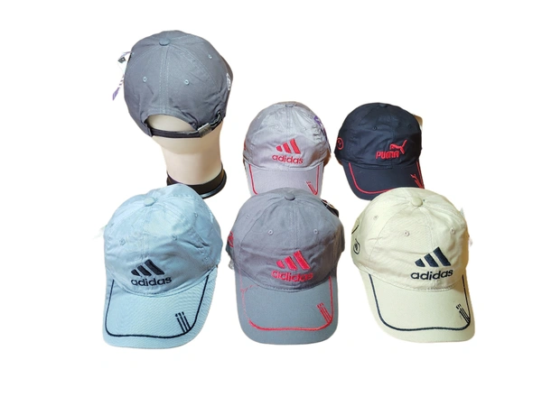 MENS EMBROIDERED DESIGN MULTI COLOR  COTTON  MATERIAL CAPS FITTING BUCKLE  - FREE, 12