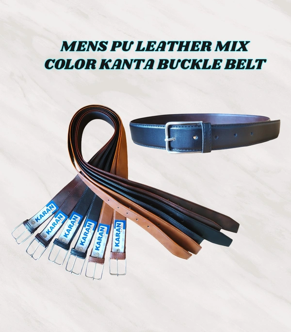 MENS PU LEATHER MIX  COLOR KANTA BUCKLE BELT - FREE, 06