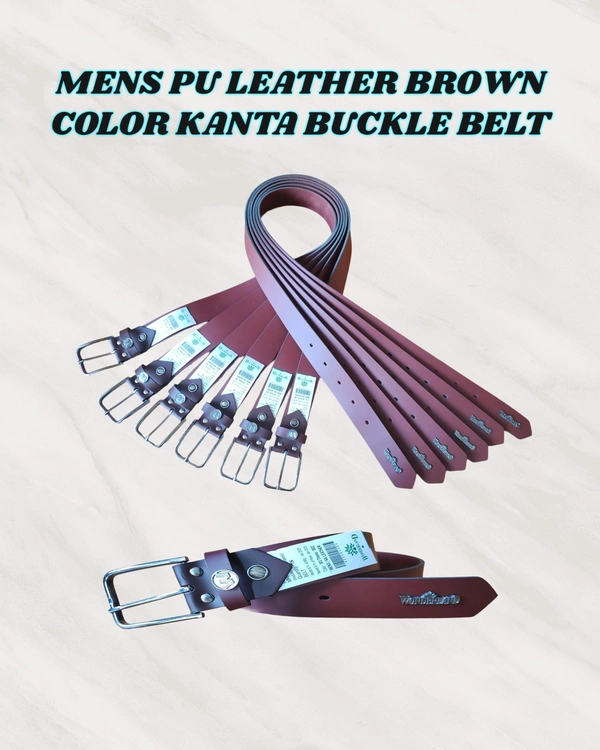 MENS PU LEATHER BROWN  COLOR KANTA BUCKLE BELT - REE, 6
