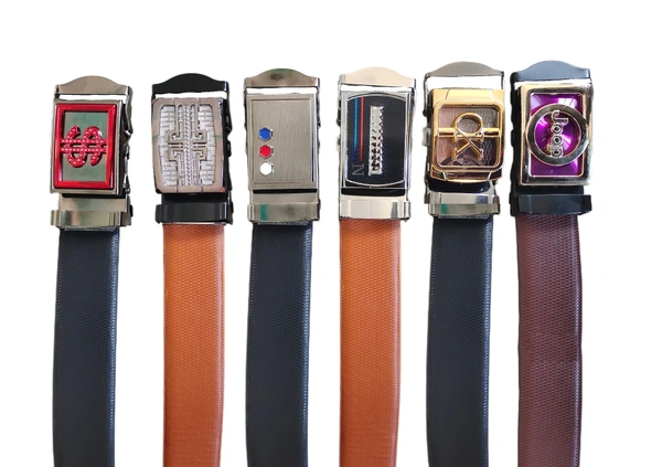 MENS PU LEATHER MIX  COLOR ARMY  BUCKLE  BELT - REE, 6