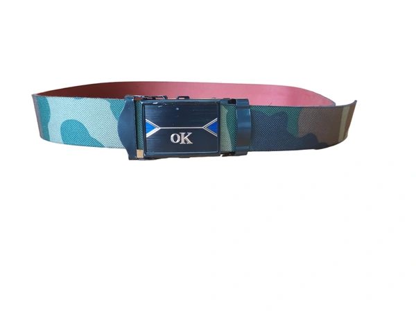 MENS PU LEATHER MIX  COLOR ARMY  BUCKLE  BELT - FREE, 06