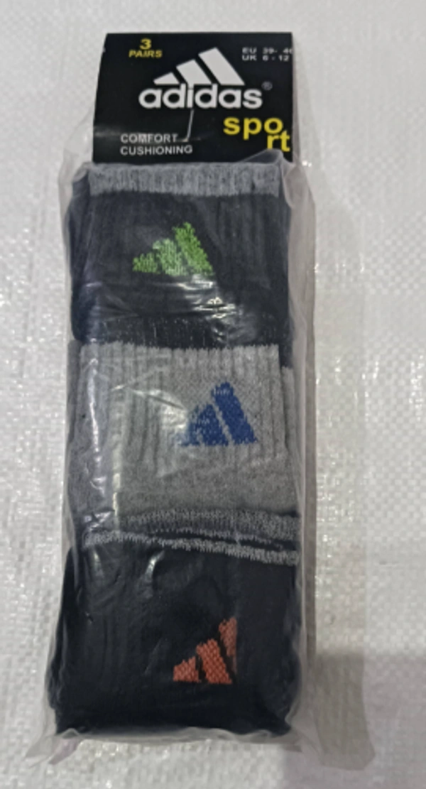 Men Mix Branded Cotton  Socks, Mix Color Pack Set Of 6(3 Pcs In 1Pouch) - 12