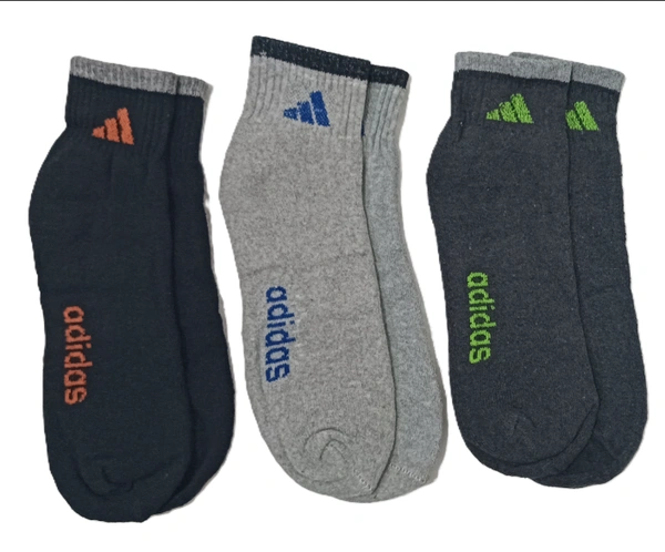 Men Mix Branded Cotton  Socks, Mix Color Pack Set Of 6(3 Pcs In 1Pouch) - 12