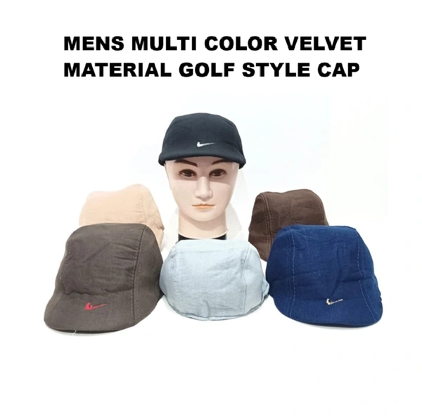 MENS MULTI COLOR VELVET MTERIAL GOLF STYLE CAP - FREE, 12