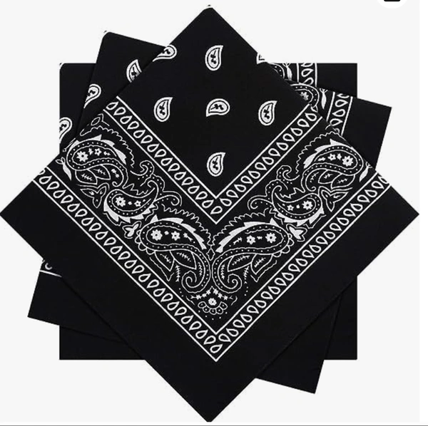 Cotton Printed Handkerchief Black Cotton Handkerchiefs Hanky For Men Premium Collection SIZE-50*50 Inch - 50*50 inch, 12 pcs in 1 pack
