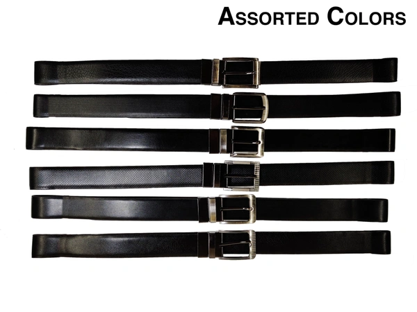 MEN'S  PU LEATHER BLACK COLOR REVERSIBLE KANTA BUCKLE BELT SIZE-(LENGTH-45 INCH,WIDTH-35MM) - SIZE-(LENGTH-45 INCH,WIDTH-35MM), 6