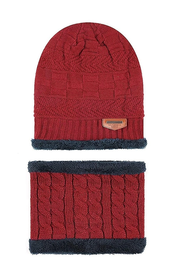 MEN WOOLEN CAP WITH NECK WARMER AND CAP WITH INSIDE FURR COLOR MIX COLOR PACK ONLY  - free, 6