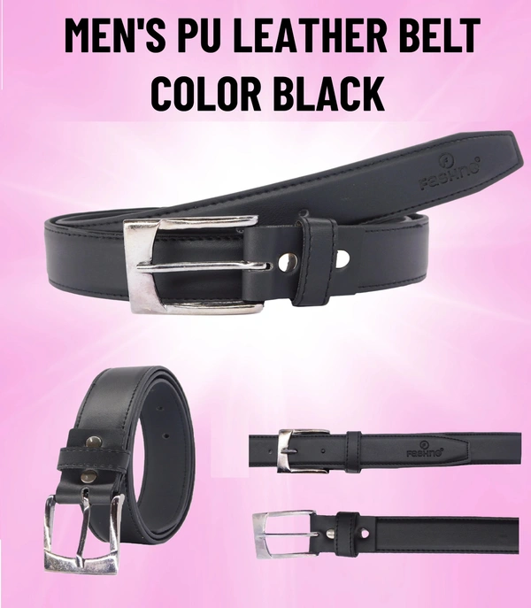 MEN'S PU LEATHER KANTA  BUCKLE  BLACK  COLOR BELT SIZE-(LENGTH-45 INCH,WIDTH-40 MM) - SIZE-(LENGTH-45 INCH,WIDTH-40 MM), 6