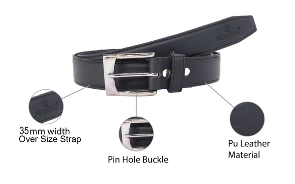 MEN'S PU LEATHER KANTA  BUCKLE  BLACK  COLOR BELT SIZE-(LENGTH-45 INCH,WIDTH-40 MM) - SIZE-(LENGTH-45 INCH,WIDTH-40 MM), 6