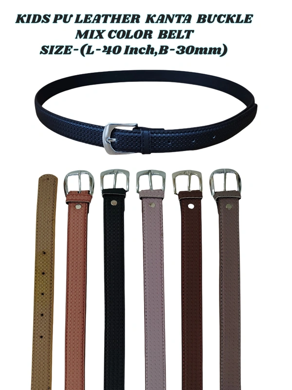 KIDS PU LEATHER  KANTA  BUCKLE MIX COLOR BELT SIZE-(40 INCH LENGTH,30MM WIDTH) - SIZE-(40 INCH LENGTH,30MM WIDTH), 12