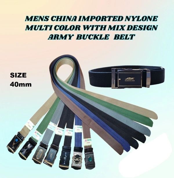 MEN'S  CHINA IMPORTED NYLON MULTI COLOR WITH MIX DESIGN ARMY BUCKLE BELT   - FREE, 12