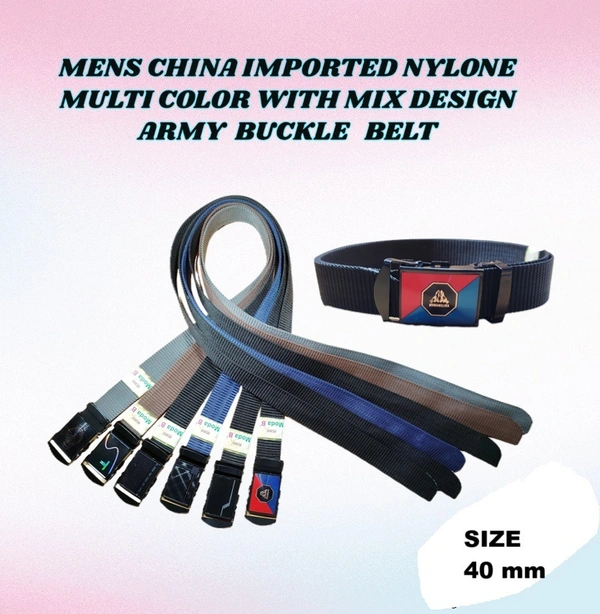 MEN'S  CHINA IMPORTED NYLON MULTI COLOR WITH MIX DESIGN ARMY BUCKLE BELT   - FREE, 12