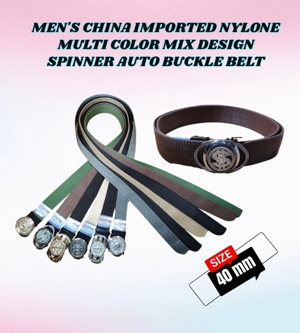 MEN'S  CHINA IMPORTED NYLON MULTI COLOR WITH MIX DESIGN  SPINNER AUTO  BUCKLE BELT  - FREE, 12