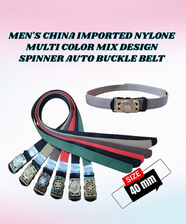 MENS CHINA  IMPORTED NYLONE MULTI COLOR MIX DESIGN SPINNER AUTO BUCKLE BELT  - FREE, 12