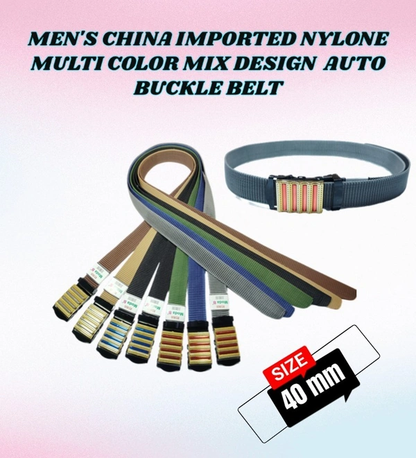 MENS CHINA  IMPORTED NYLONE MULTI COLOR MIX DESIGN AUTO BUCKLE BELT  - FREE, 12