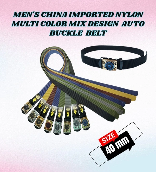 MENS CHINA  IMPORTED NYLONE MULTI COLOR MIX DESIGN AUTO BUCKLE BELT  - FREE, 12