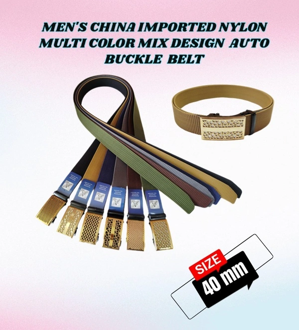 MENS CHINA  IMPORTED NYLONE MULTI COLOR MIX DESIGN AUTO BUCKLE BELT  - FREE, 12