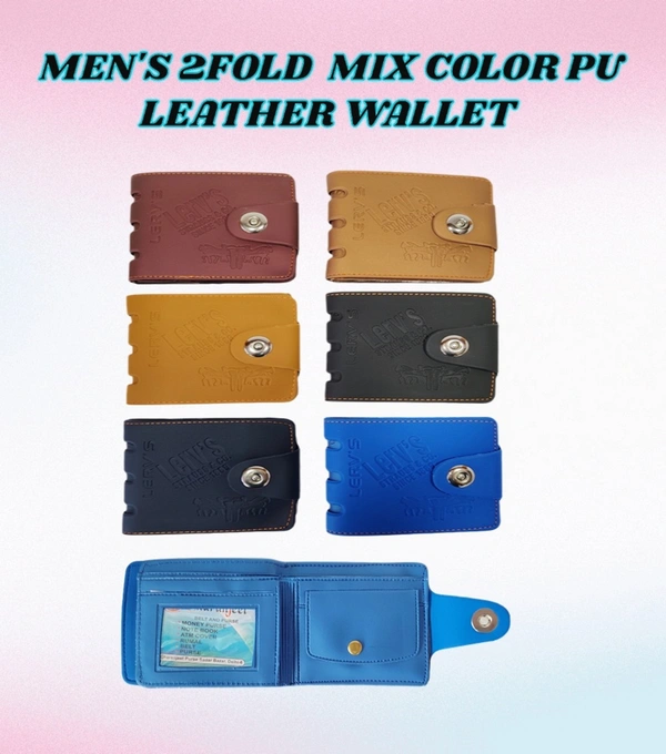 MENS 2 FOLD MIX COLOR PU LEATHER WALLET - FREE, 6