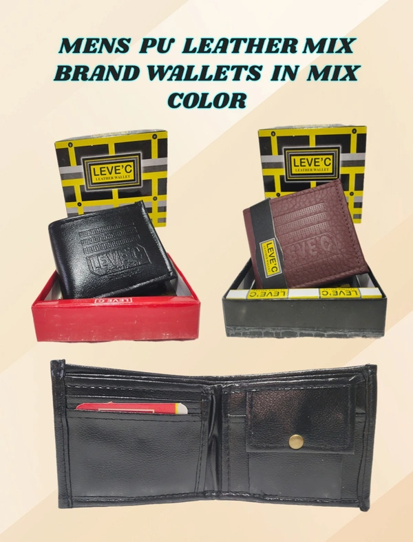 MENS PU LEATHER MIX BRAND WALLETS IN MIX COLOR  - FREE, 6