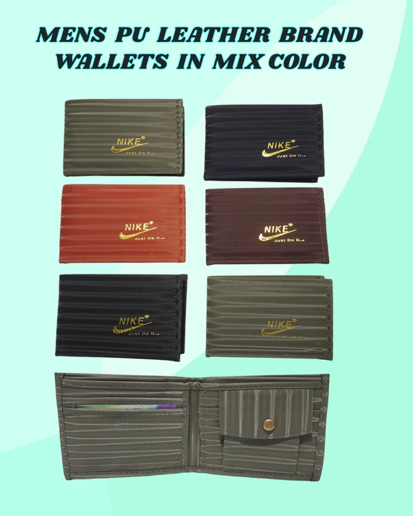 MENS PU LEATHER MIX BRAND WALLETS IN MIX COLOR  - FREE, 6