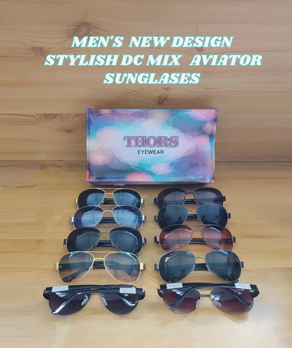 MENS NEW DESIGN STYLISH DC MIX AVIATOR SUNGLASSES - FREE, 12