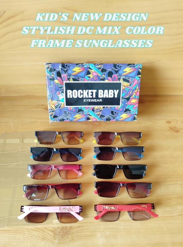 KIDS NEW DESIGN STYLISH DC MIX COLOR FRAME  SUNGLASSES  - FREE, 12