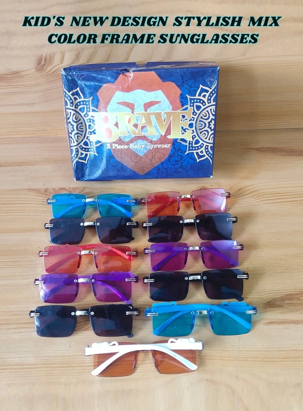 KIDS NEW DESIGN STYLISH MIX COLOR FRAME SUNGLASSES - FREE, 12