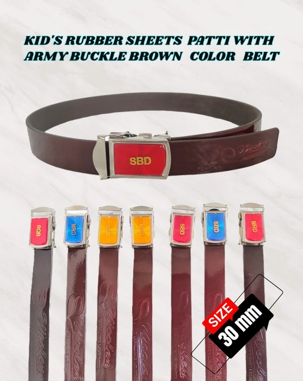 KID'S RUBBER SHEETS PATTI WITH ARMY BUCKLE BROWN COLOR BELT - SMALL, 12