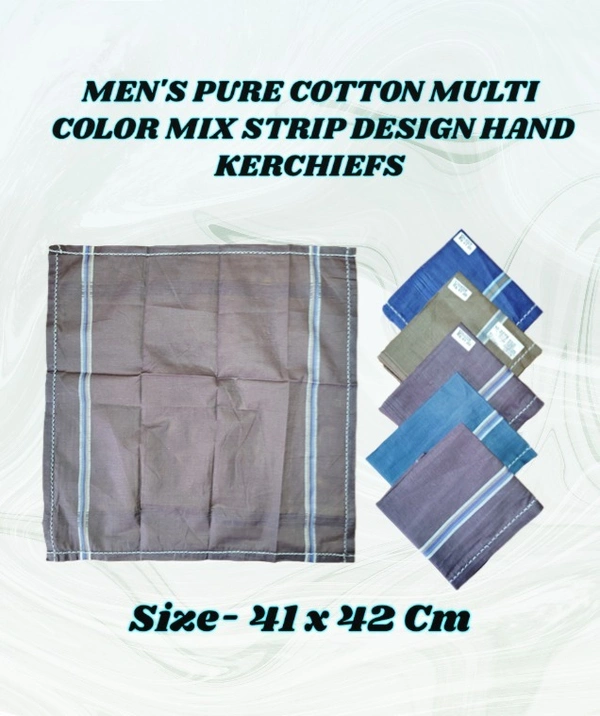 MENS PURE COTTON MULTI COLOR MIX STRIP DESIGN HAND KERCHIEFS - FREE, 12