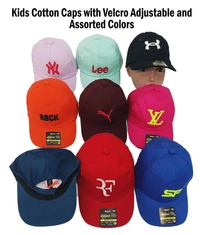 KIDS COTTON CAP WITH VELCRO ADJUSTABLE AND ASSORTED COLOR - FREE, 12