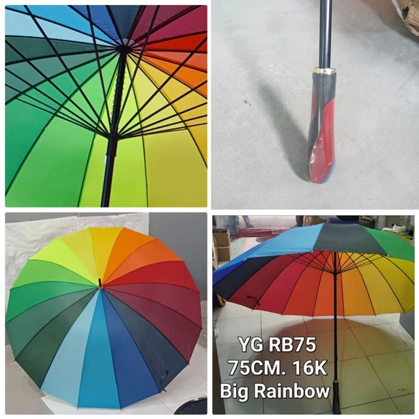 SINGLE FOLD BIG SIZE MANUAL OPEN RAINBOW  UMBRELLA PLAIN AND SOLID   SIZE -75CM  - FREE, 6