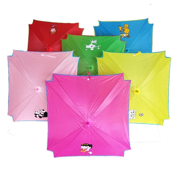 SINGLE/LONG FOLD SQUARE SHAPED UMBRELLA WITH WHISTLE FOR KIDS BOYS AND GIRLS - FREE, 6