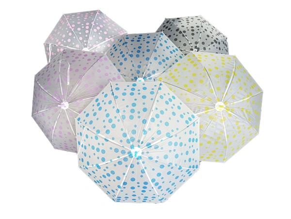 MENS PVC MATERIAL MIX DOTTED PRINTED AUTO OPEN UMBRELLA  - FREE, 6