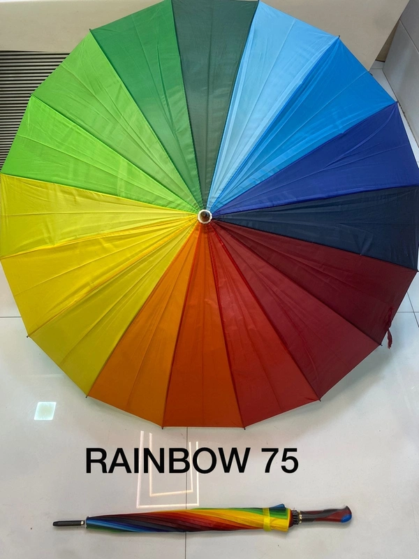 SINGLE FOLD BIG SIZE MANUAL OPEN RAINBOW  UMBRELLA PLAIN AND SOLID   SIZE -75CM  - FREE, 6