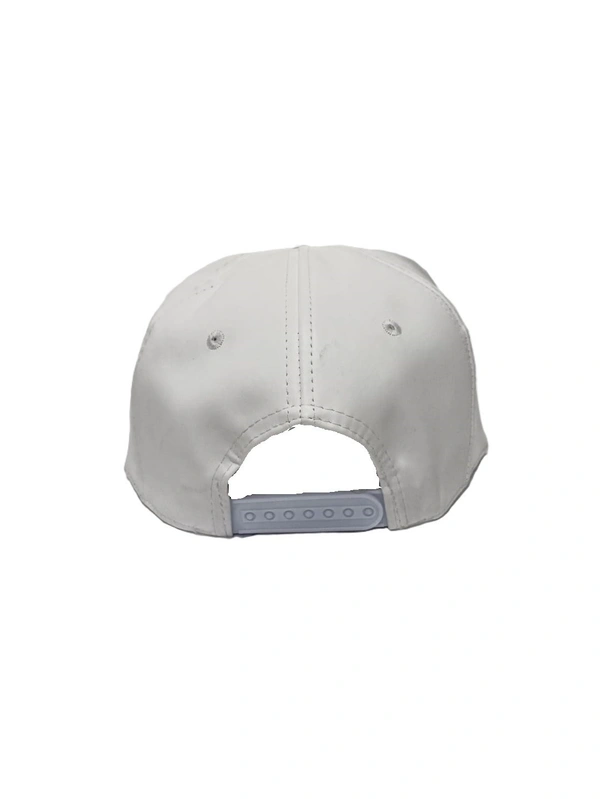 Mens China Imported Embrodary Design PU Leather Hip-Hop Cap White Color-Snapback Fitting - 12