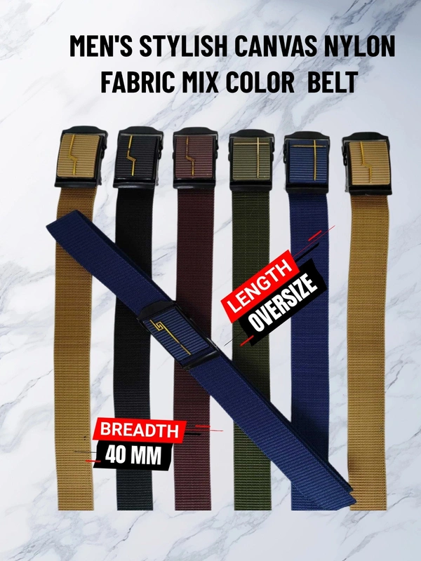 MEN'S STYLISH CANVAS NYLON FABRIC MIX COLOR BELT SIZE-(45 INCH LENGTH,40MM WIDTH) - SIZE-(45 INCH LENGTH,40MM WIDTH), 6