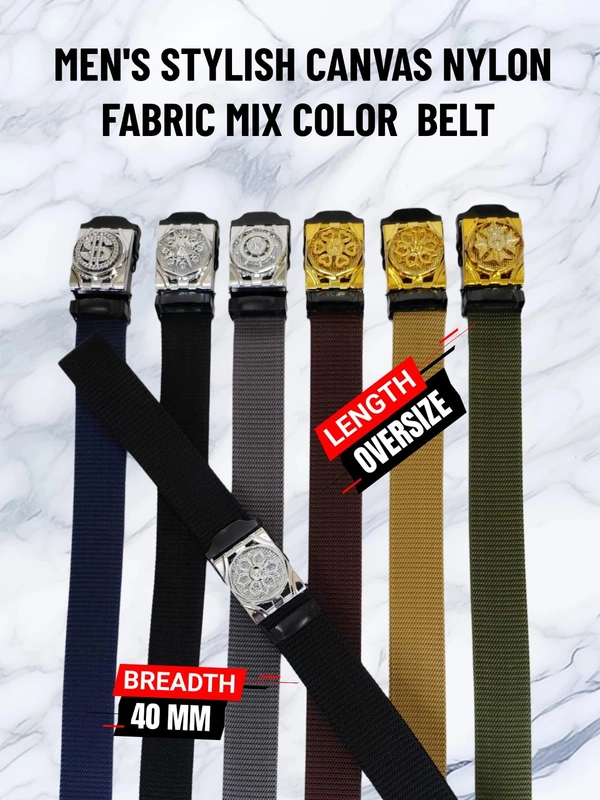 MEN'S STYLISH CANVAS NYLON FABRIC MIX COLOR BELT SIZE-(45 INCH LENGTH,40MM WIDTH) - SIZE-(45 INCH LENGTH,40MM WIDTH), 6