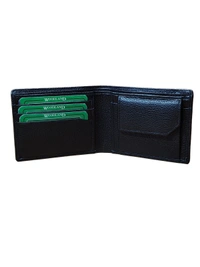 MENS GENUINE LEATHER BRANDED WALLET IN BLACK COLOR  - FREE, 6