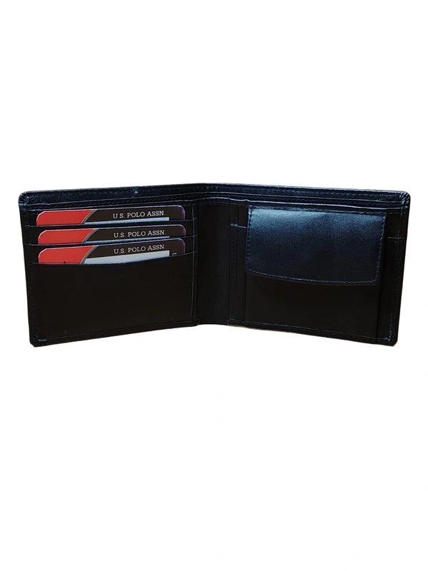 MENS GENNUINE LEATHER BRANDED WALLET IN BLACK COLOR - FREE, 6