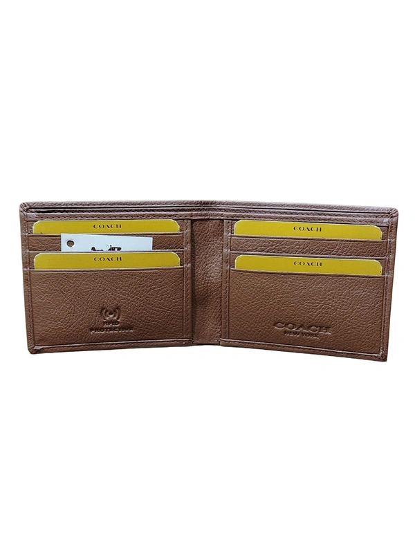 MENS GENUINE LEATHER BRANDED WALLET IN TAN COLOR  - FREE, 6