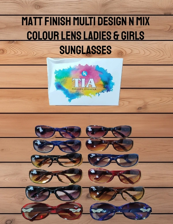 MATT FINISH MULTI DESIGN AND MIX COLOR LENS LADIES AND GIRLS SUNGLASSES - free, 12