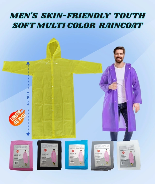 MEN'S SKIN FRIENDLY TOUTH SOFT MULTI COLOR RAINCOAT - FREE, 6