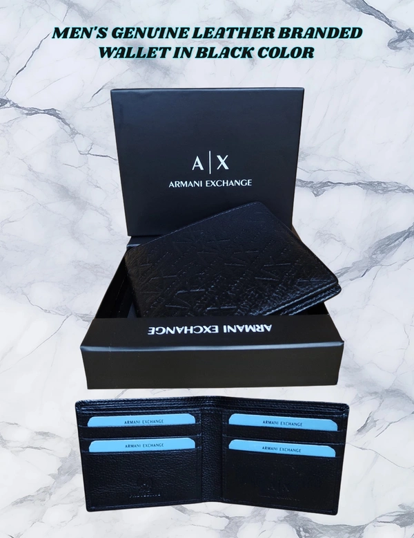 MENS GENUINE LEATHER BRANDED WALLET IN BLACK COLOR     - FREE, 6